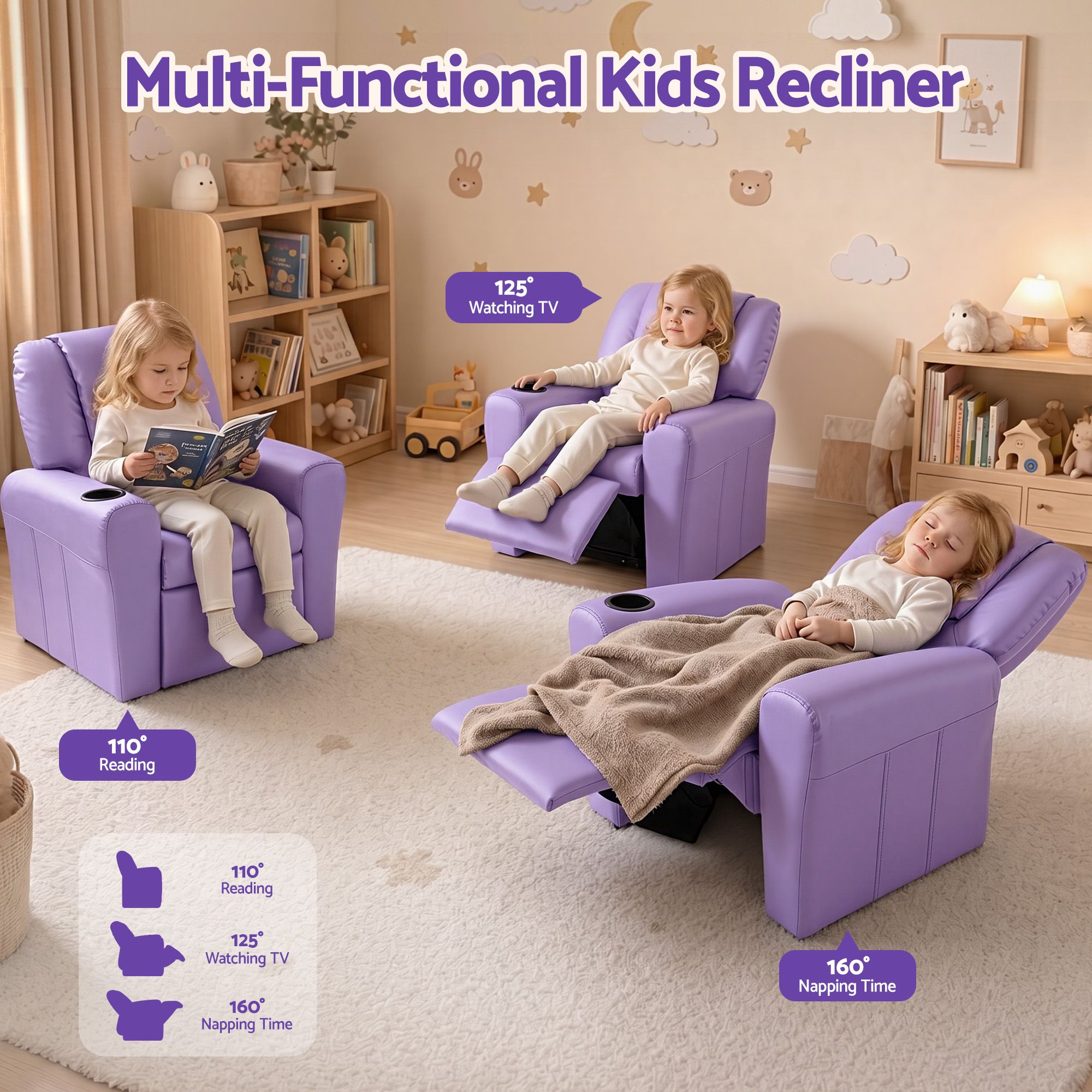 Keezi Kids PU Leather Recliner Chair for Relaxing view 4