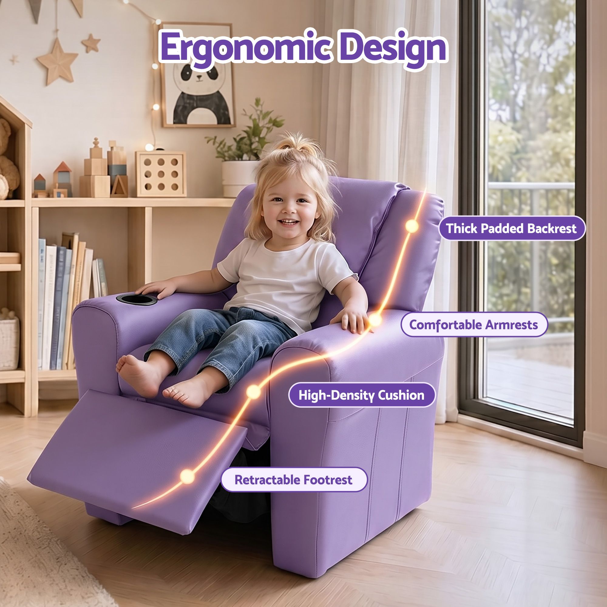 Keezi Kids PU Leather Recliner Chair for Relaxing view 5