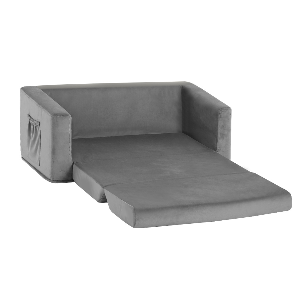 Keezi 2 Seater Kids Sofa Flip-Open Velvet Couch