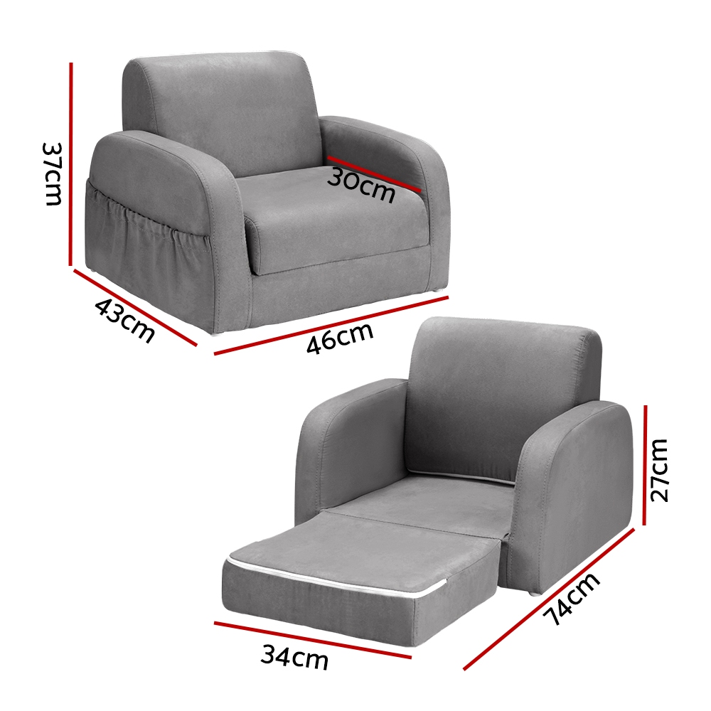 Keezi 1 Seater Kids Sofa Flip-Open Couch Armchair view 2