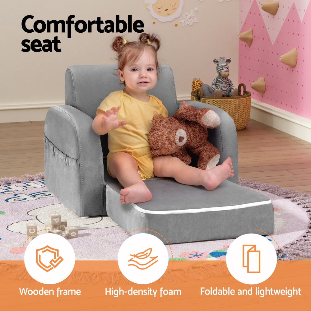 Keezi 1 Seater Kids Sofa Flip-Open Couch Armchair view 4