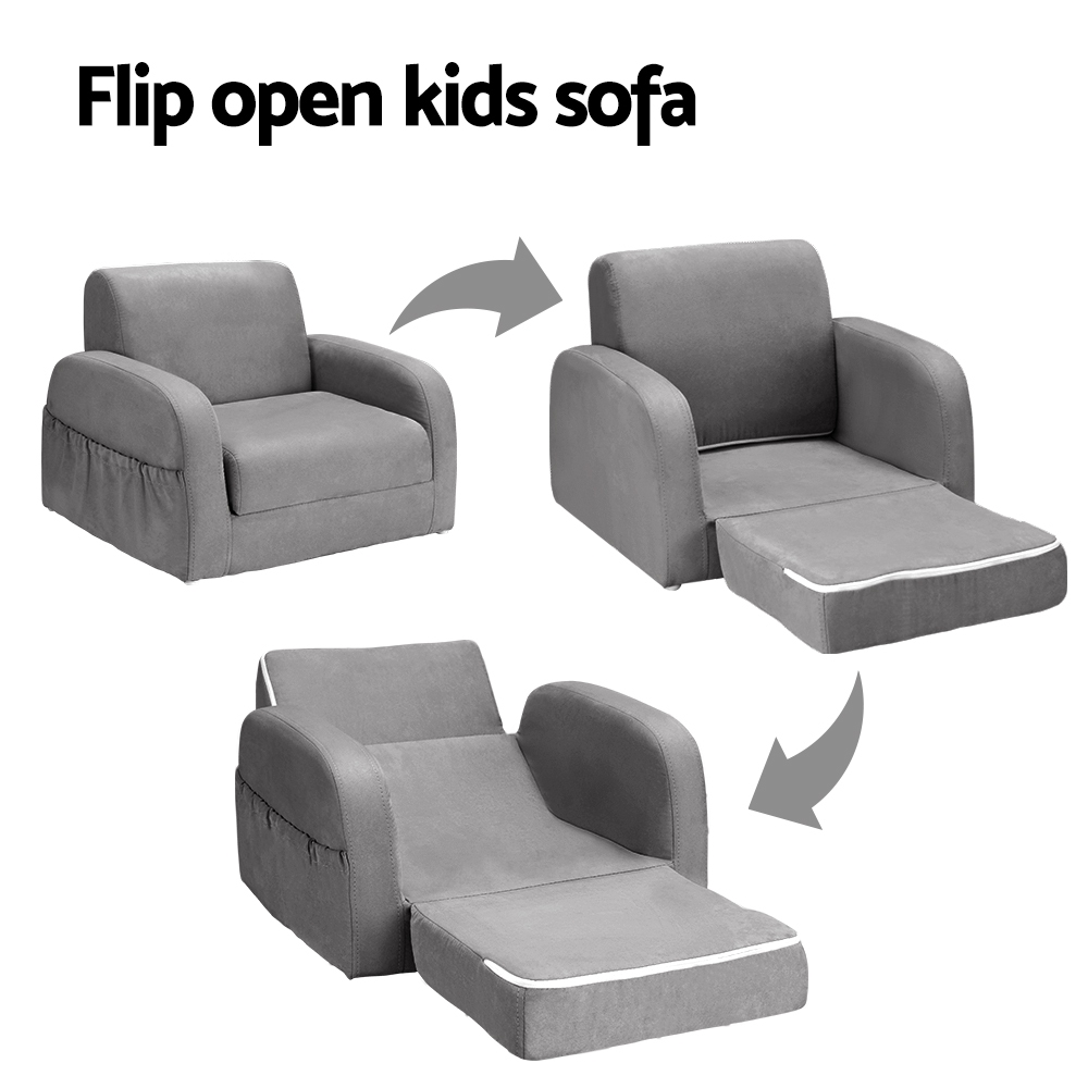 Keezi 1 Seater Kids Sofa Flip-Open Couch Armchair view 5