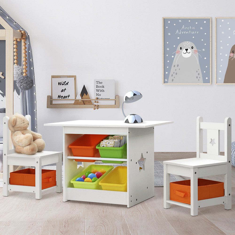 Keezi 3-Piece Kids Table and Chairs Set for Play and Mealtime