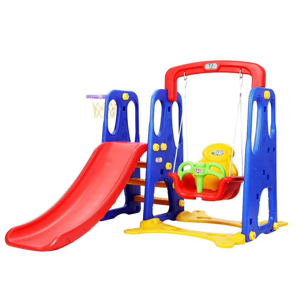 Keezi Kids 120cm Slide Swing Set with Basketball Hoop