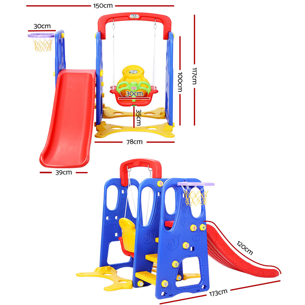 Keezi Kids 120cm Slide Swing Set with Basketball Hoop view 2