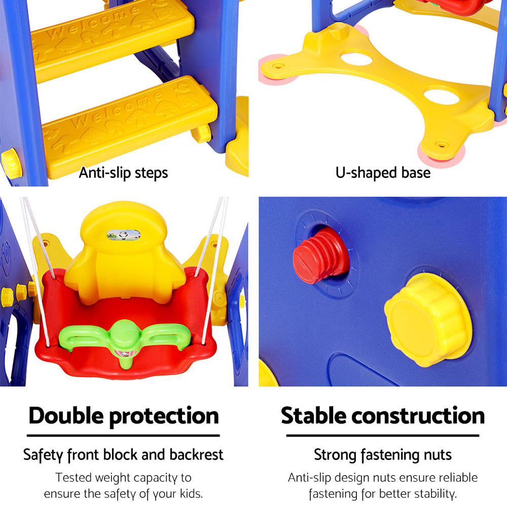 Keezi Kids 120cm Slide Swing Set with Basketball Hoop view 5