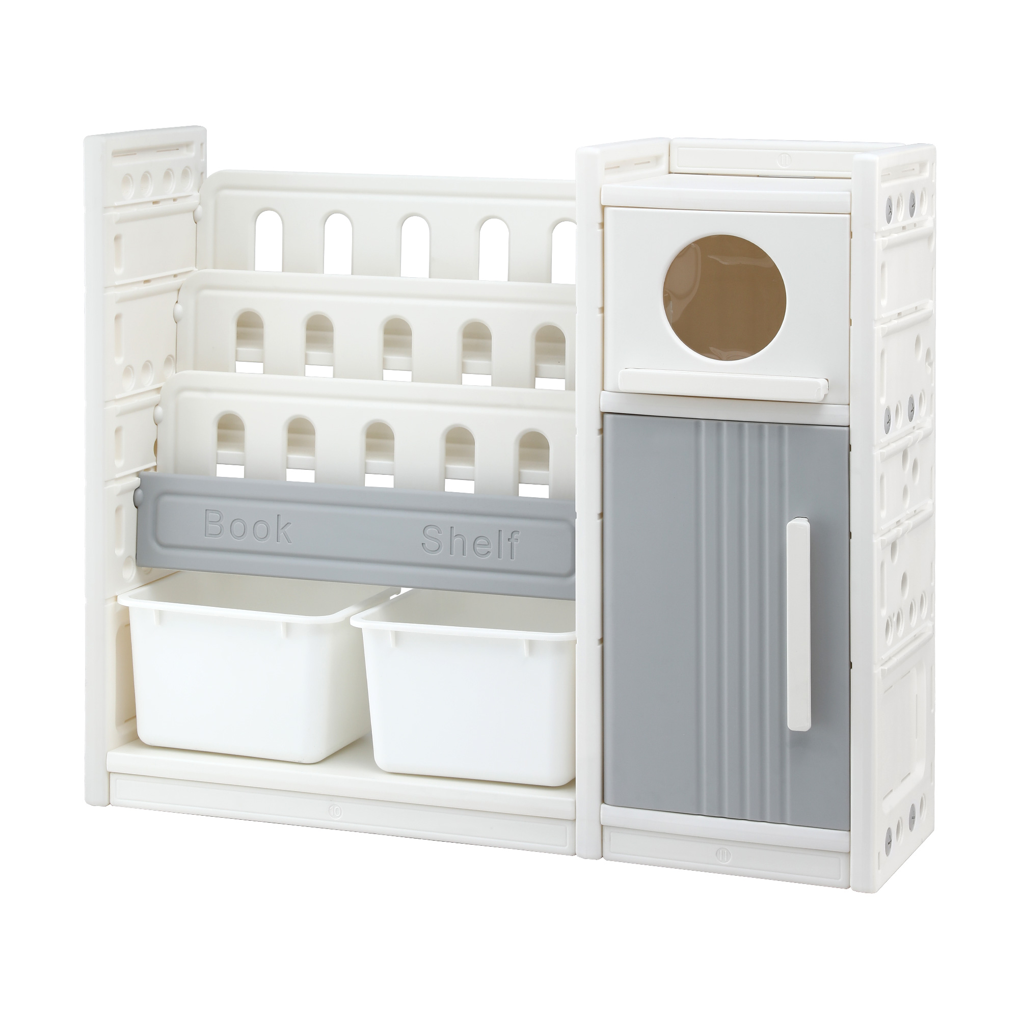 Keezi Kids Toy Storage Organizer with 3-Tier Bookshelf