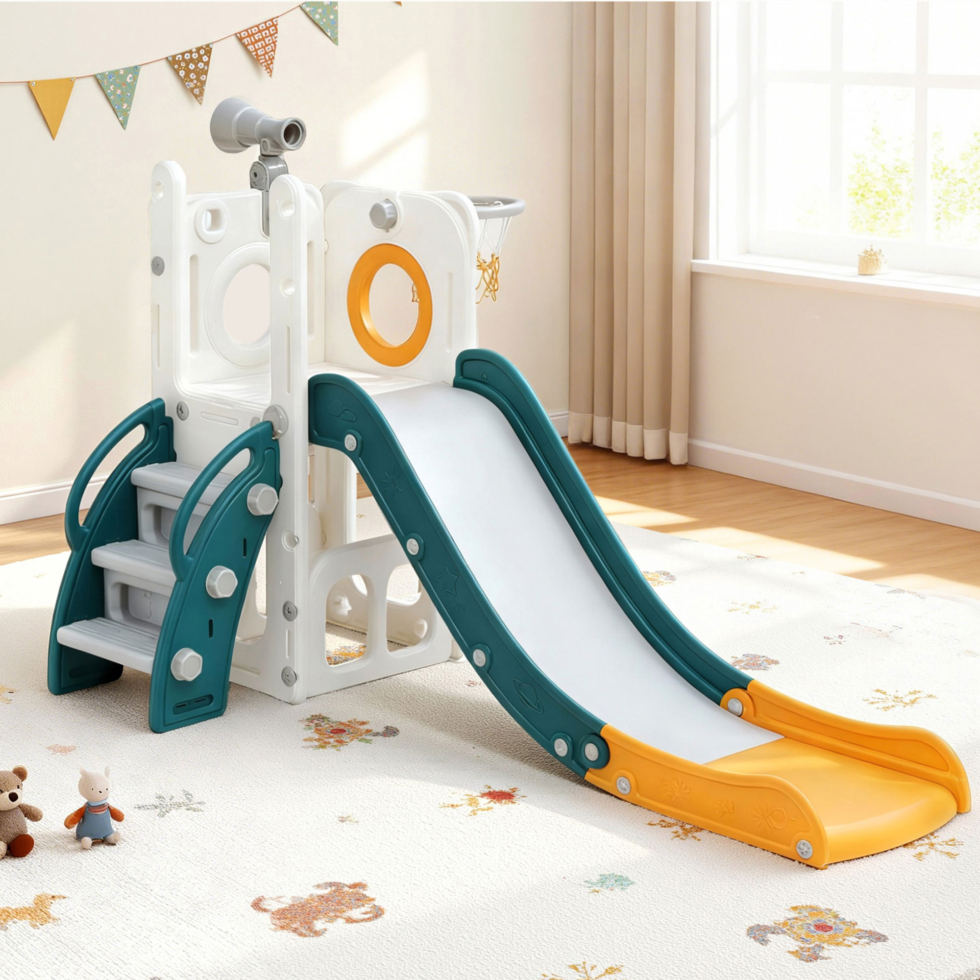 Keezi Kids Slide Set with Telescope and Hidden Storage