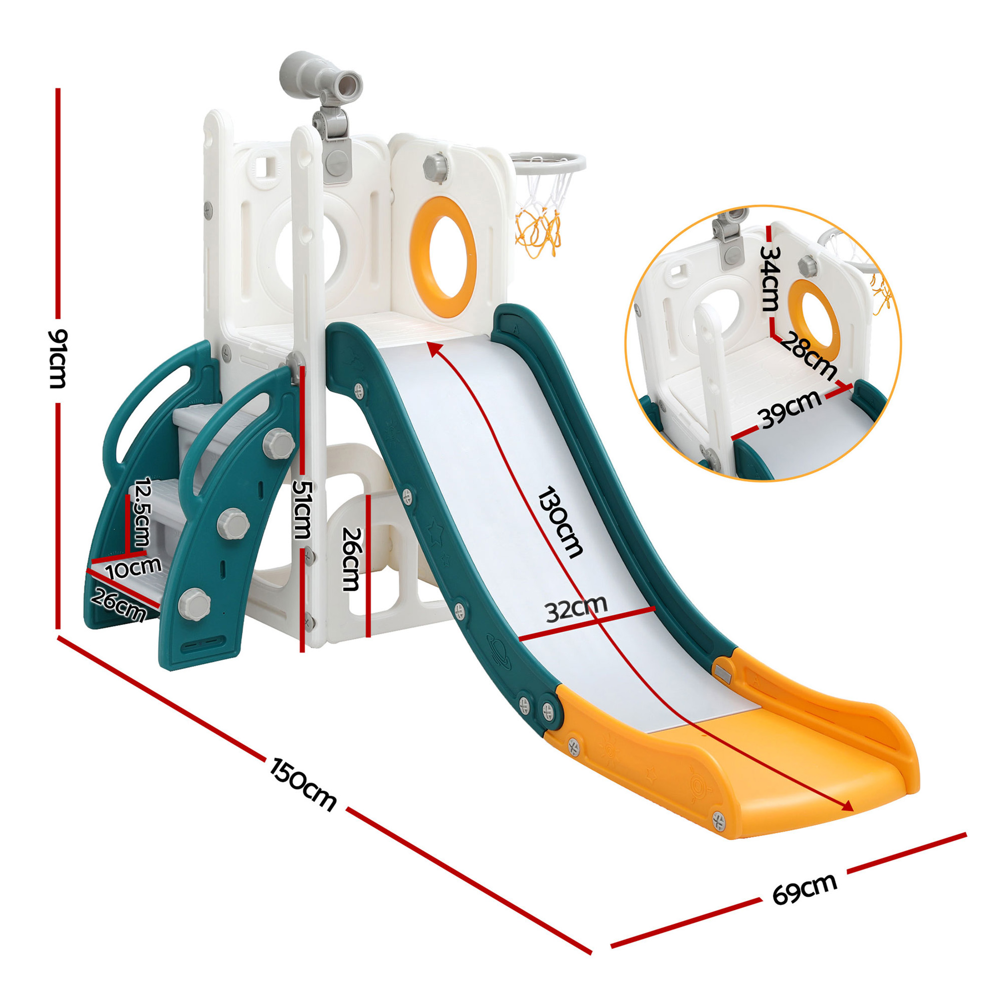 Keezi Kids Slide Set with Telescope and Hidden Storage view 2