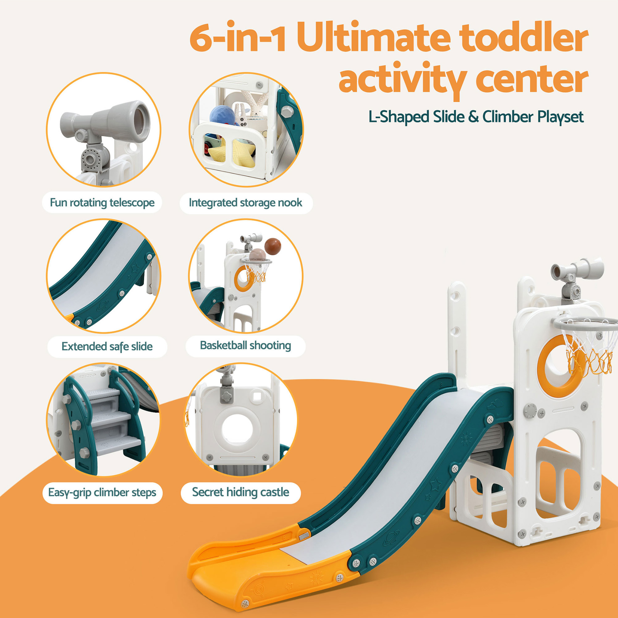 Keezi Kids Slide Set with Telescope and Hidden Storage view 5