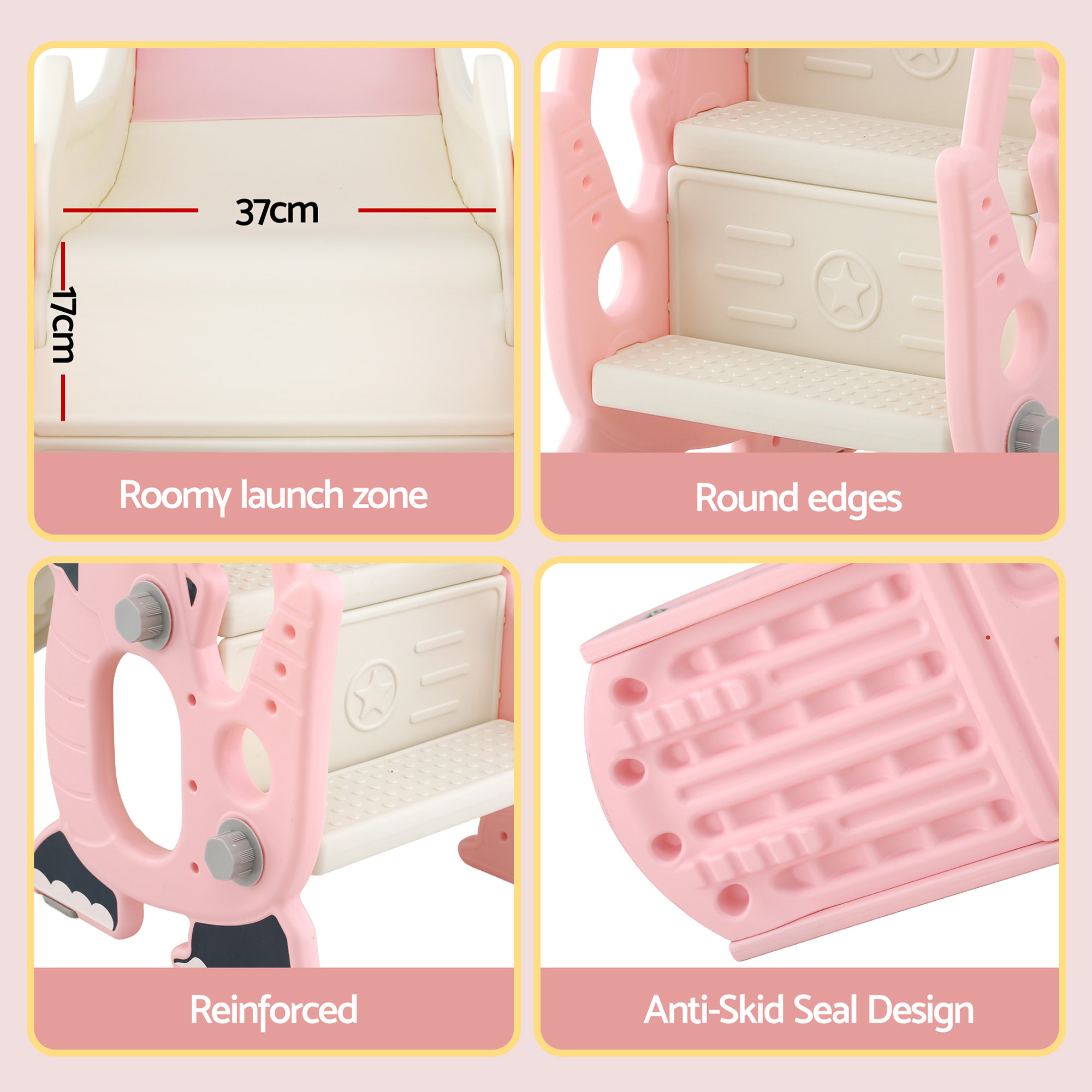 Keezi Kids Pink Dragon Slide Set 125cm with Hoop view 5