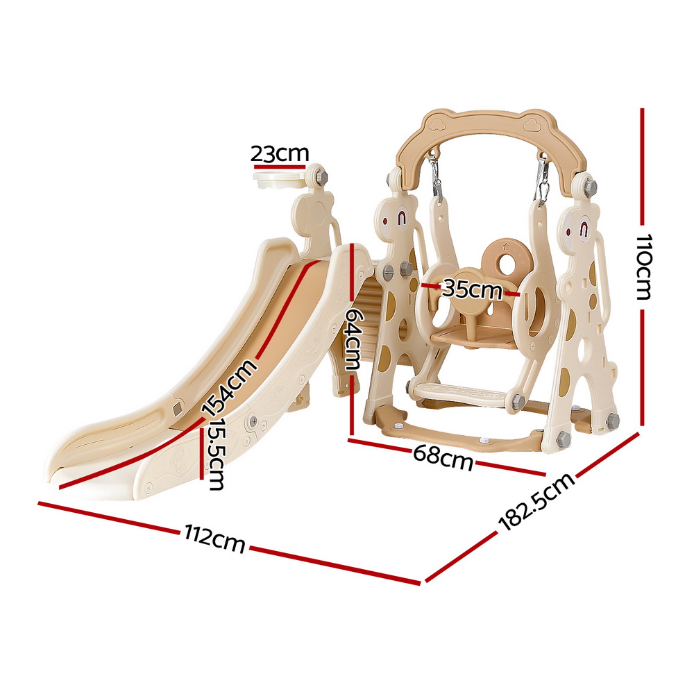 Keezi Kids Beige Slide Swing Set 160cm with Ring Game view 2