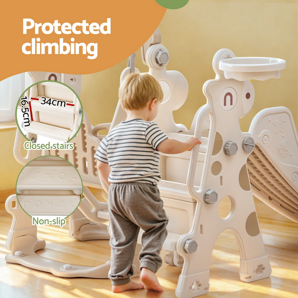 Keezi Kids Beige Slide Swing Set 160cm with Ring Game view 4