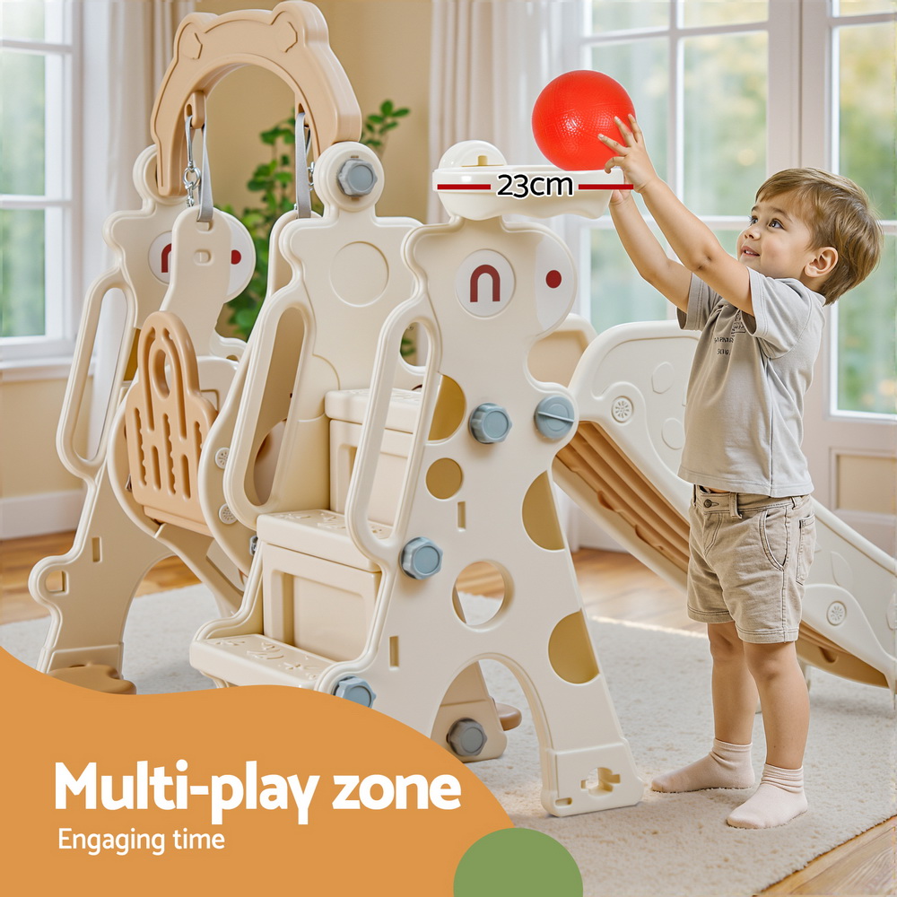 Keezi Kids Beige Slide Swing Set 160cm with Ring Game view 5