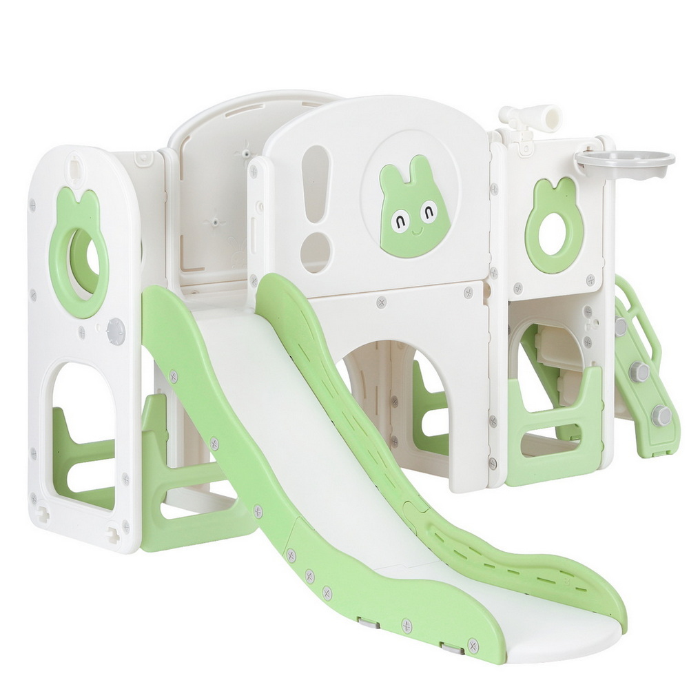Keezi Kids Green Slide Swing Set with Safety Ladder view 2