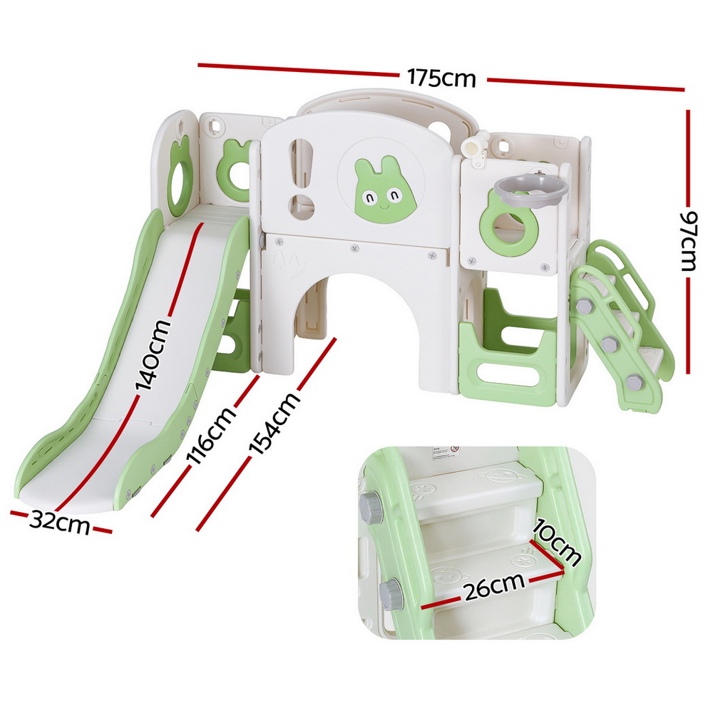 Keezi Kids Green Slide Swing Set with Safety Ladder view 3