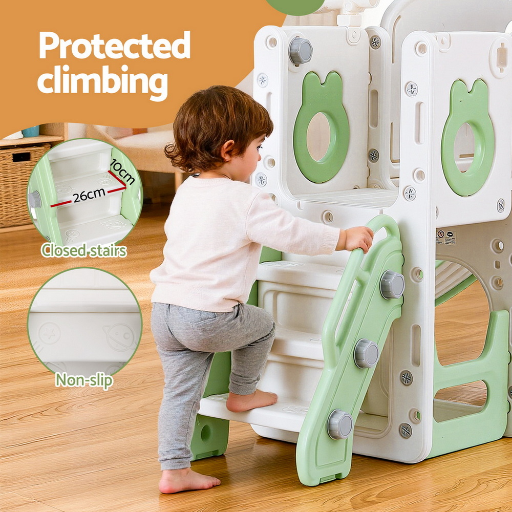 Keezi Kids Green Slide Swing Set with Safety Ladder view 5