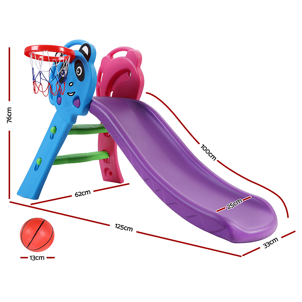 Keezi Kids Indoor Outdoor Slide Set with Basketball Hoop view 2