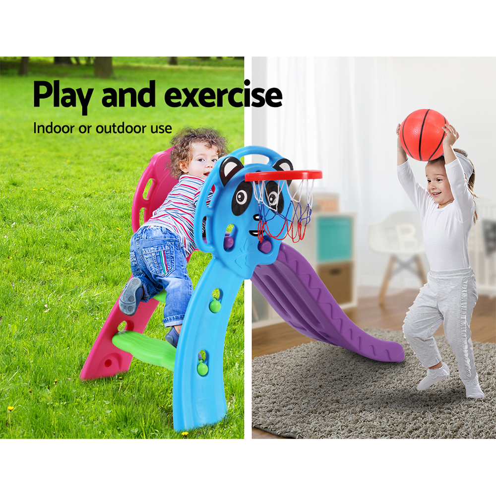 Keezi Kids Indoor Outdoor Slide Set with Basketball Hoop view 4