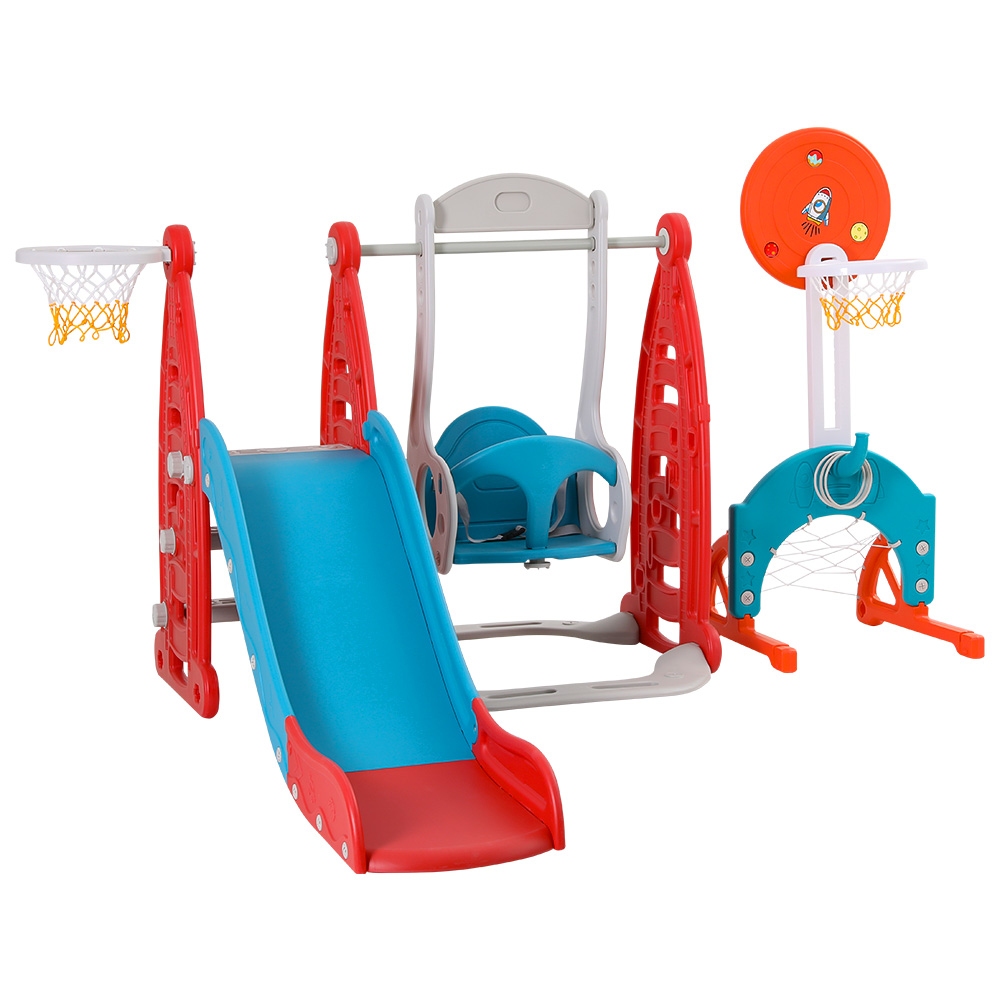 Keezi 6-in-1 Slide Swing Set with Basketball Hoops 140cm view 3