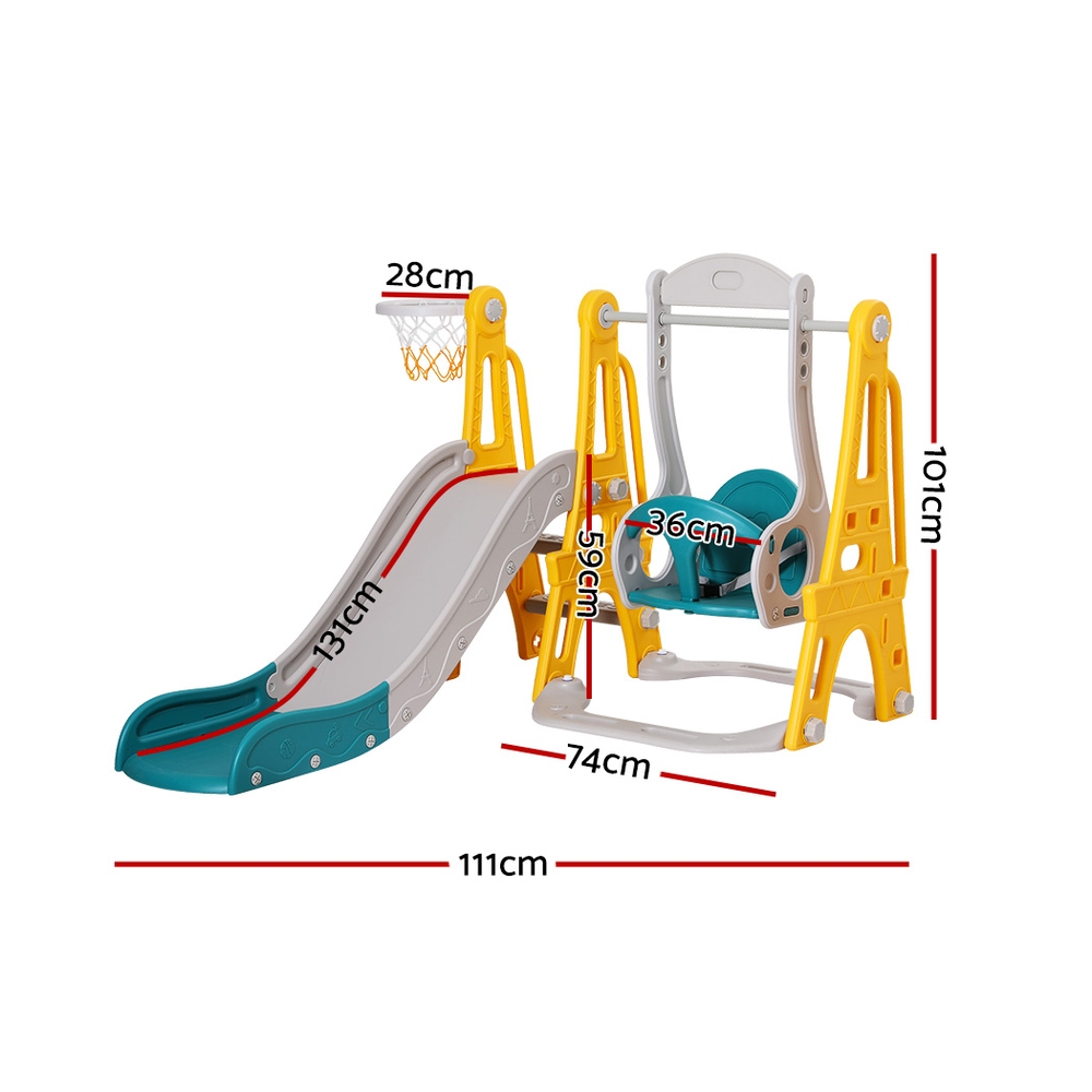Keezi 3-in-1 Slide Swing Set Adjustable Height 140cm view 2