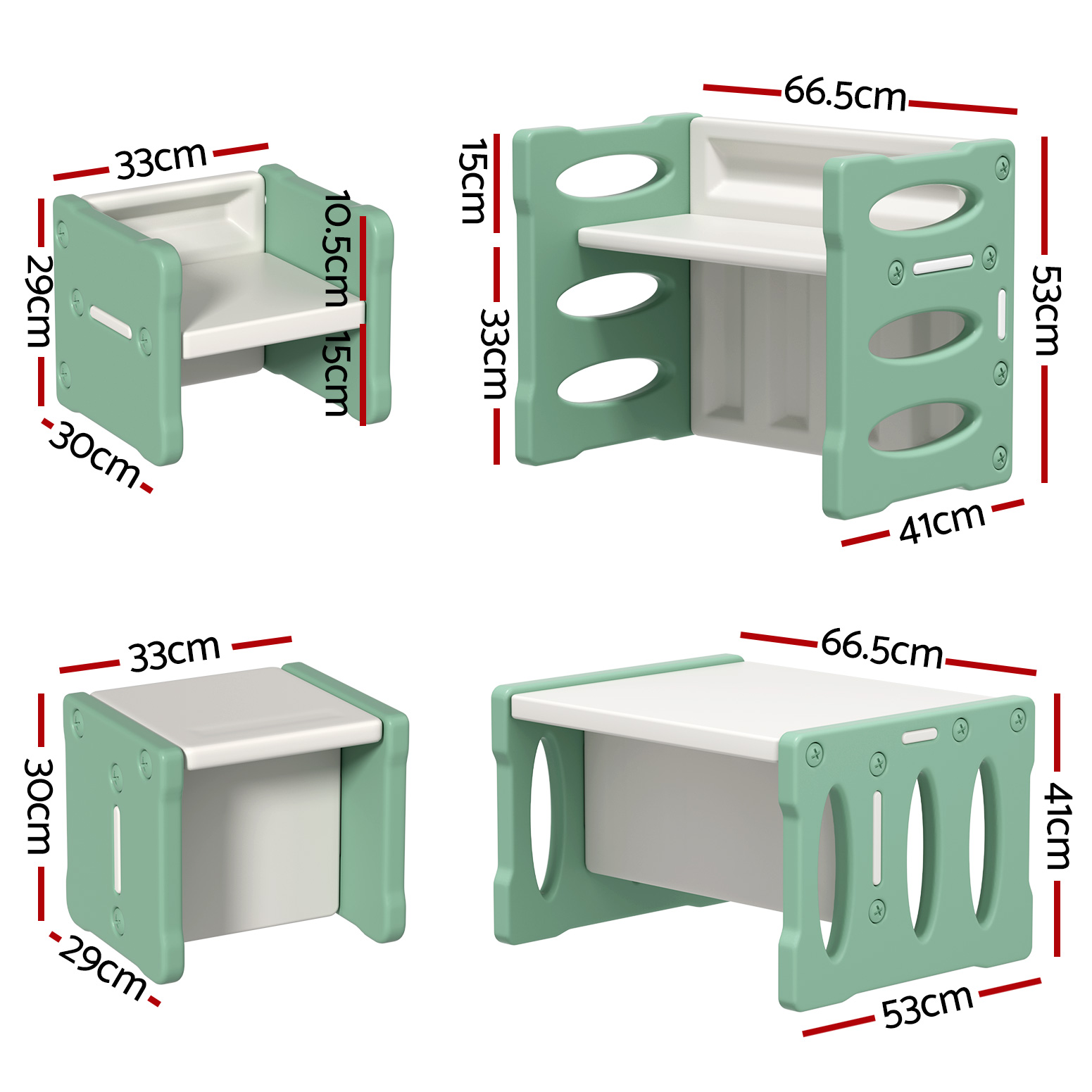 Keezi 3-Piece HDPE Kids Table and Chairs Set, Multi-Purpose view 2