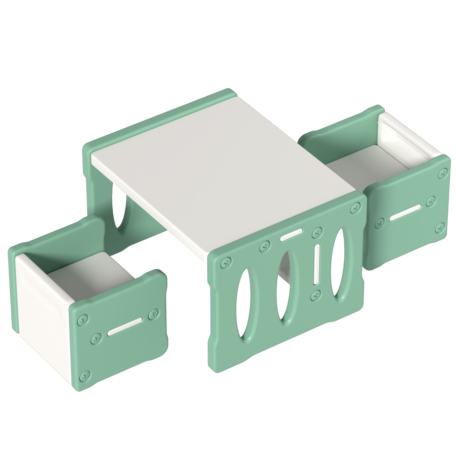 Keezi 3-Piece HDPE Kids Table and Chairs Set, Multi-Purpose view 3
