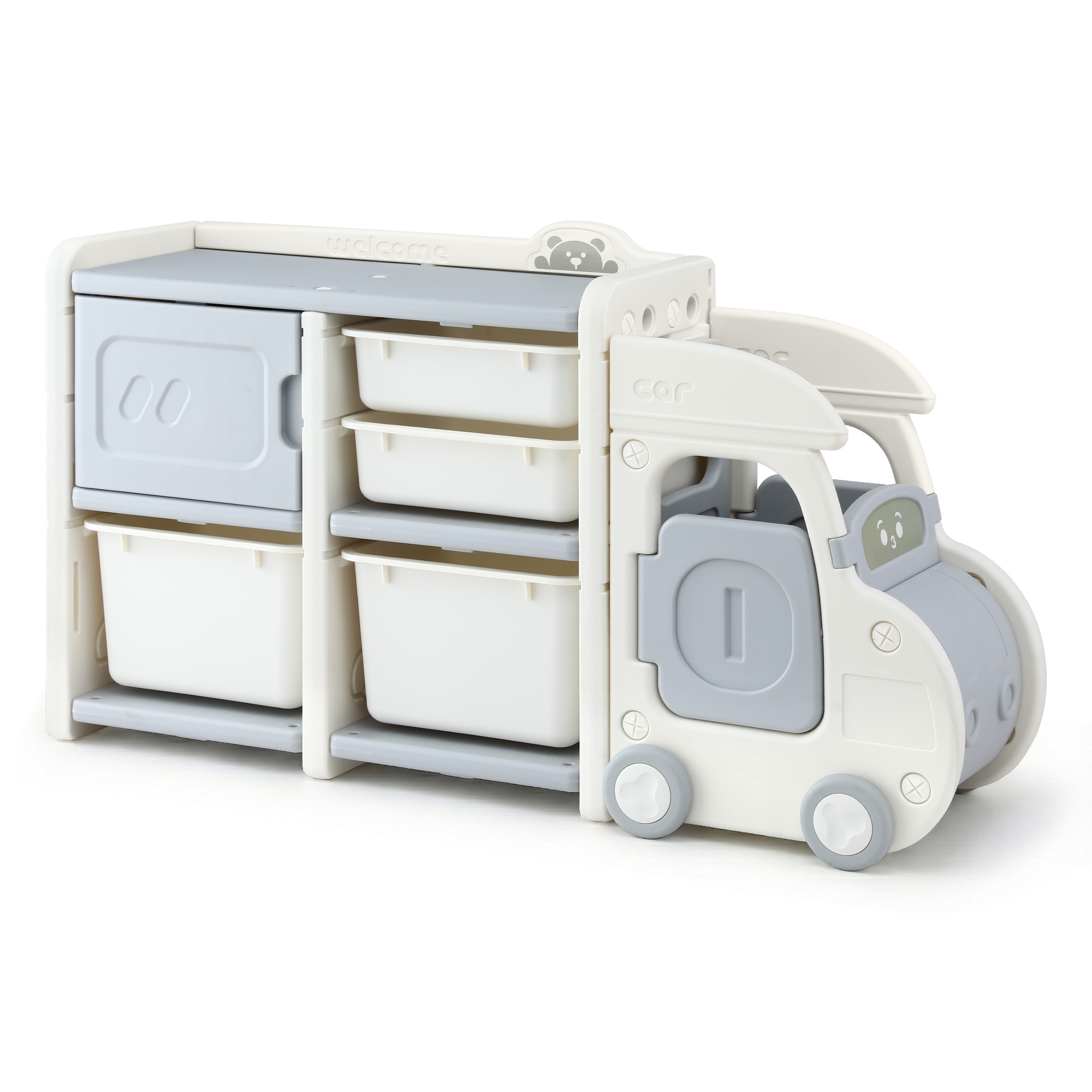 Keezi Car-Shaped Toy Storage Organizer with Cabinet
