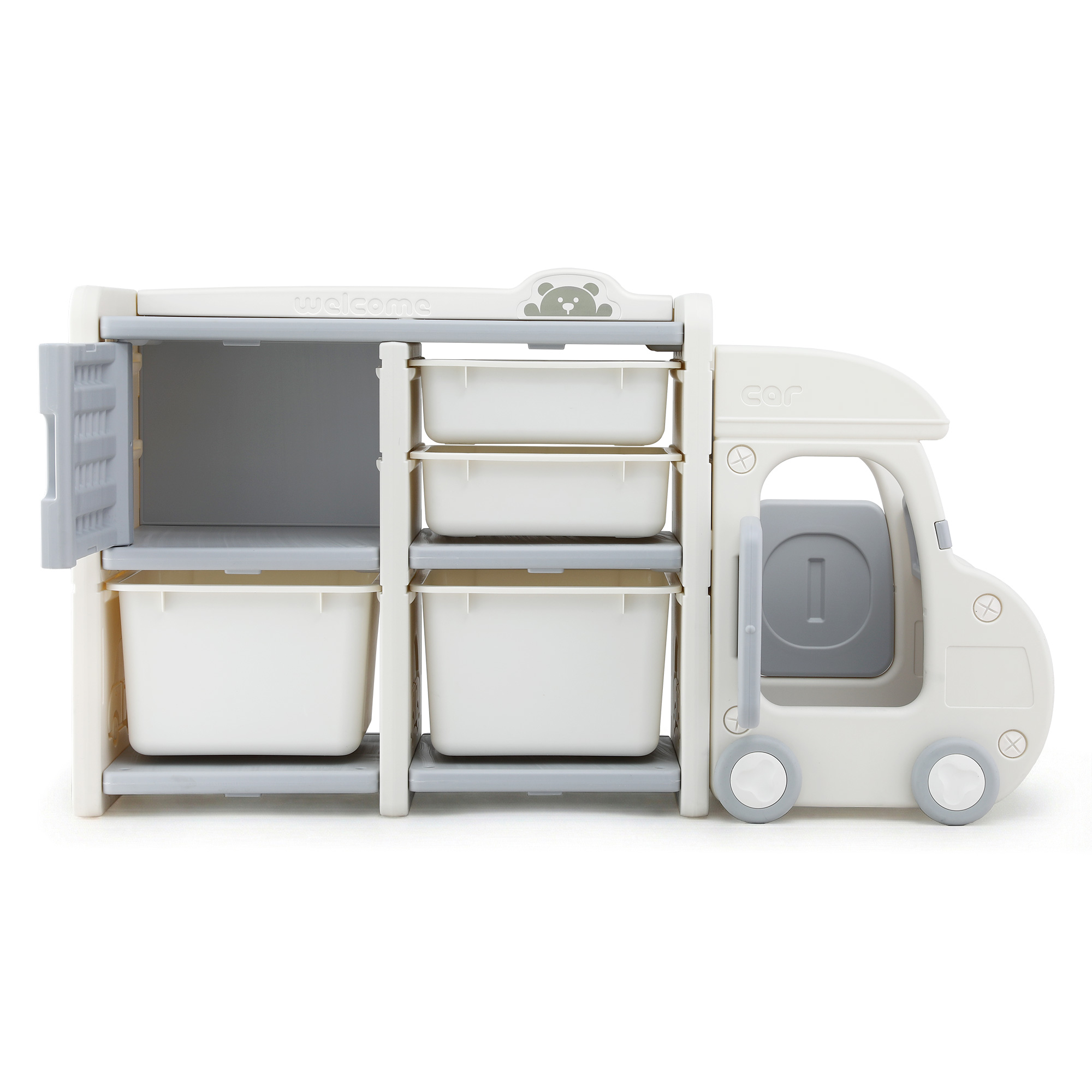 Keezi Car-Shaped Toy Storage Organizer with Cabinet view 4