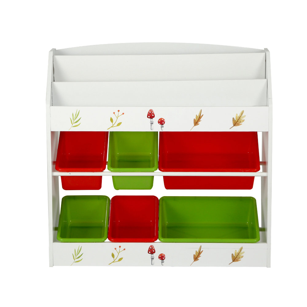 Keezi 3-Tier Kids Bookshelf with 6 Storage Bins view 5