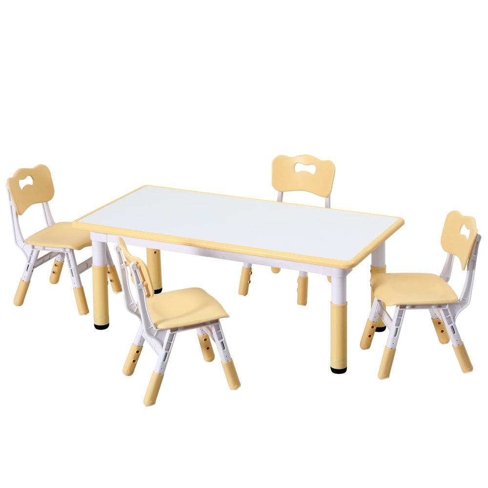 Keezi Height-Adjustable Activity Table and 4 Chairs Yellow