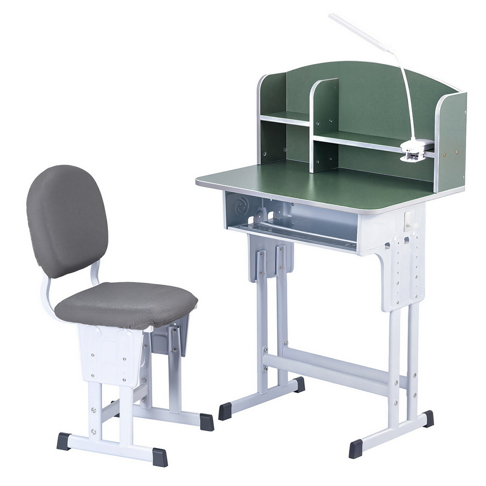 Keezi Study Desk Chair Set with Bookshelf Green