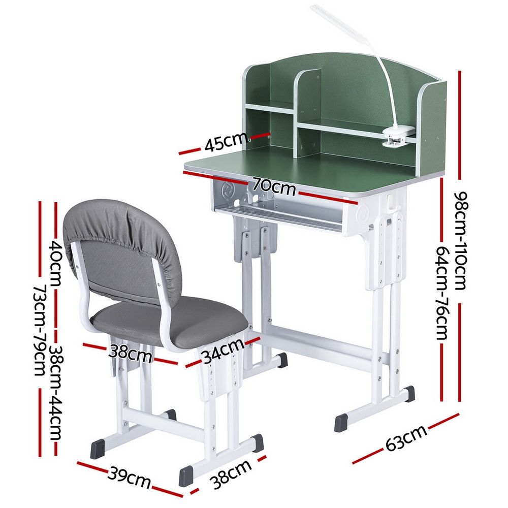 Keezi Study Desk Chair Set with Bookshelf Green view 2