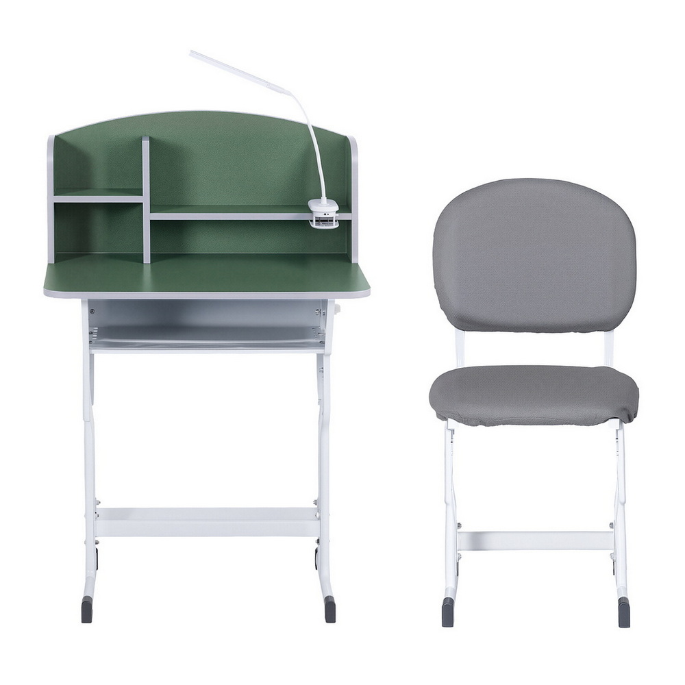 Keezi Study Desk Chair Set with Bookshelf Green view 3