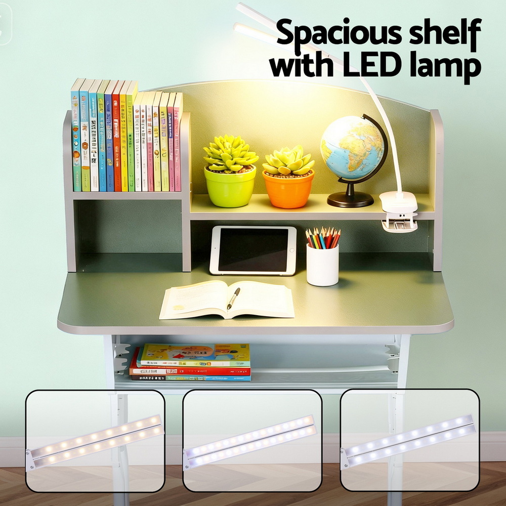 Keezi Study Desk Chair Set with Bookshelf Green view 5
