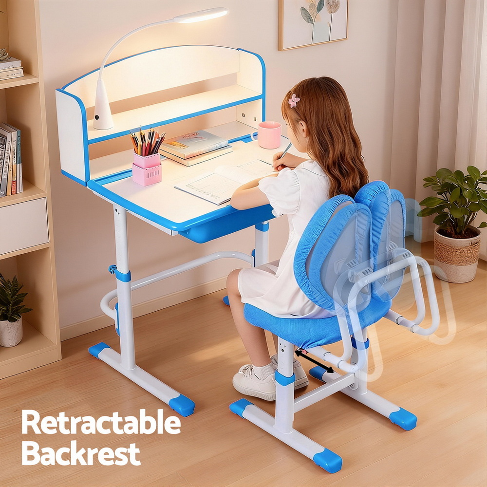 Keezi Adjustable Study Desk Chair Set with LED Lamp view 5