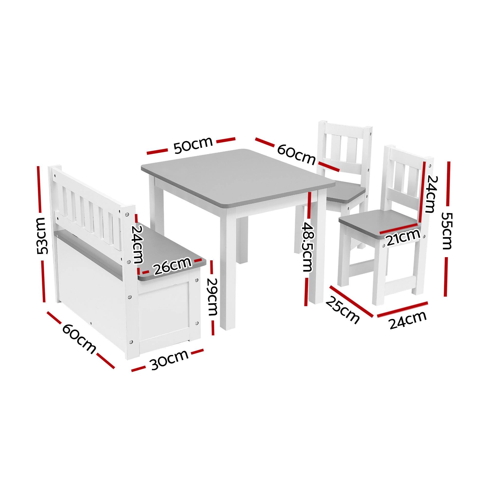 Keezi 2-in-1 Kids Table and Chair Set with Storage Bench view 2
