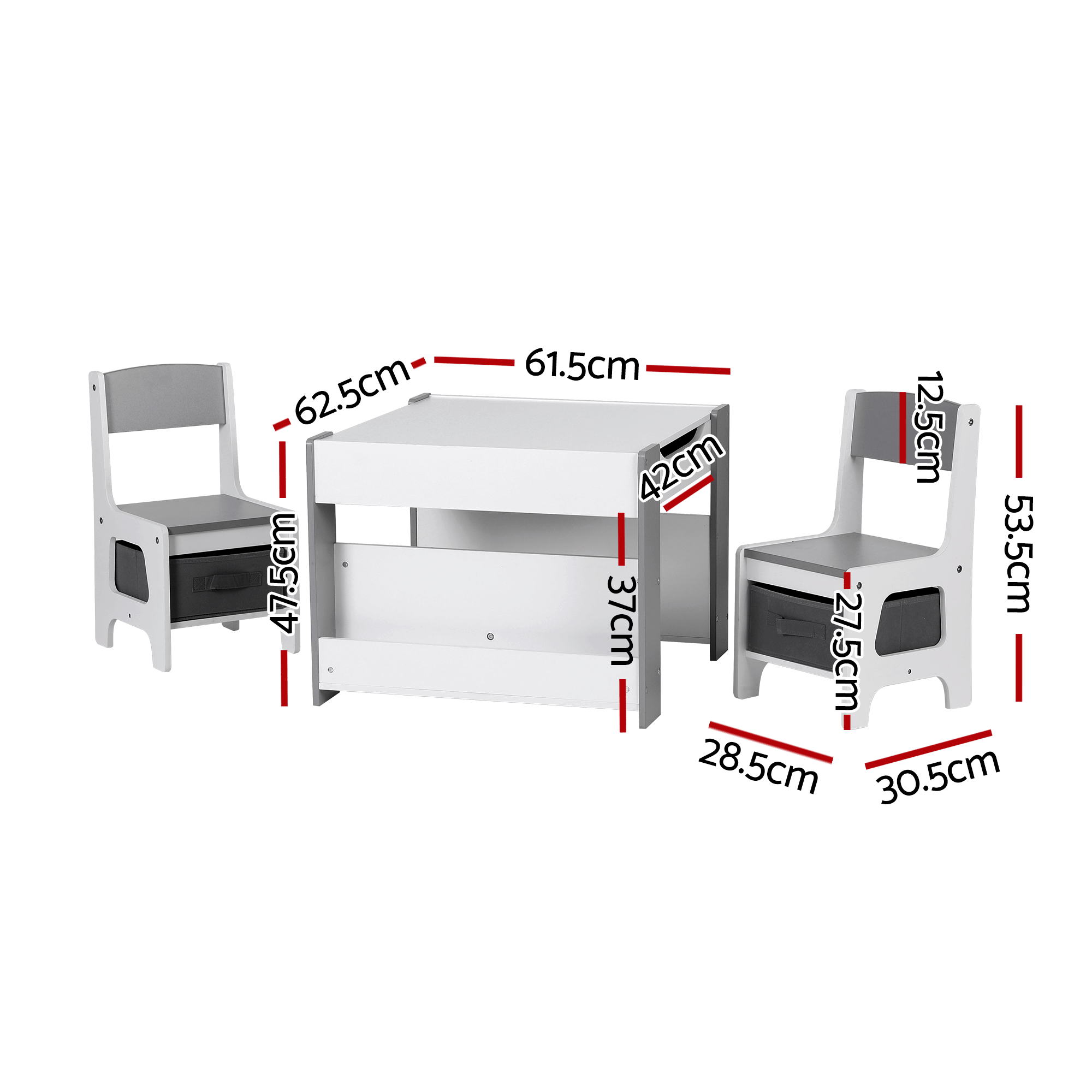Keezi 4-in-1 Activity Table with Bookcase and Blackboard view 2