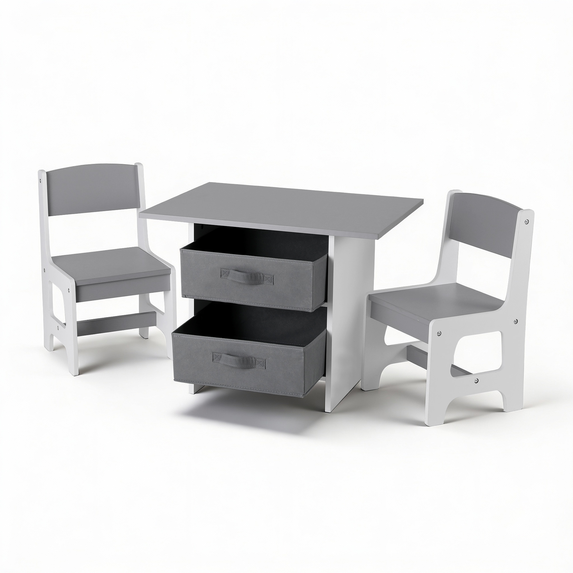 Keezi Wooden Activity Table and 2 Chairs Set with Storage