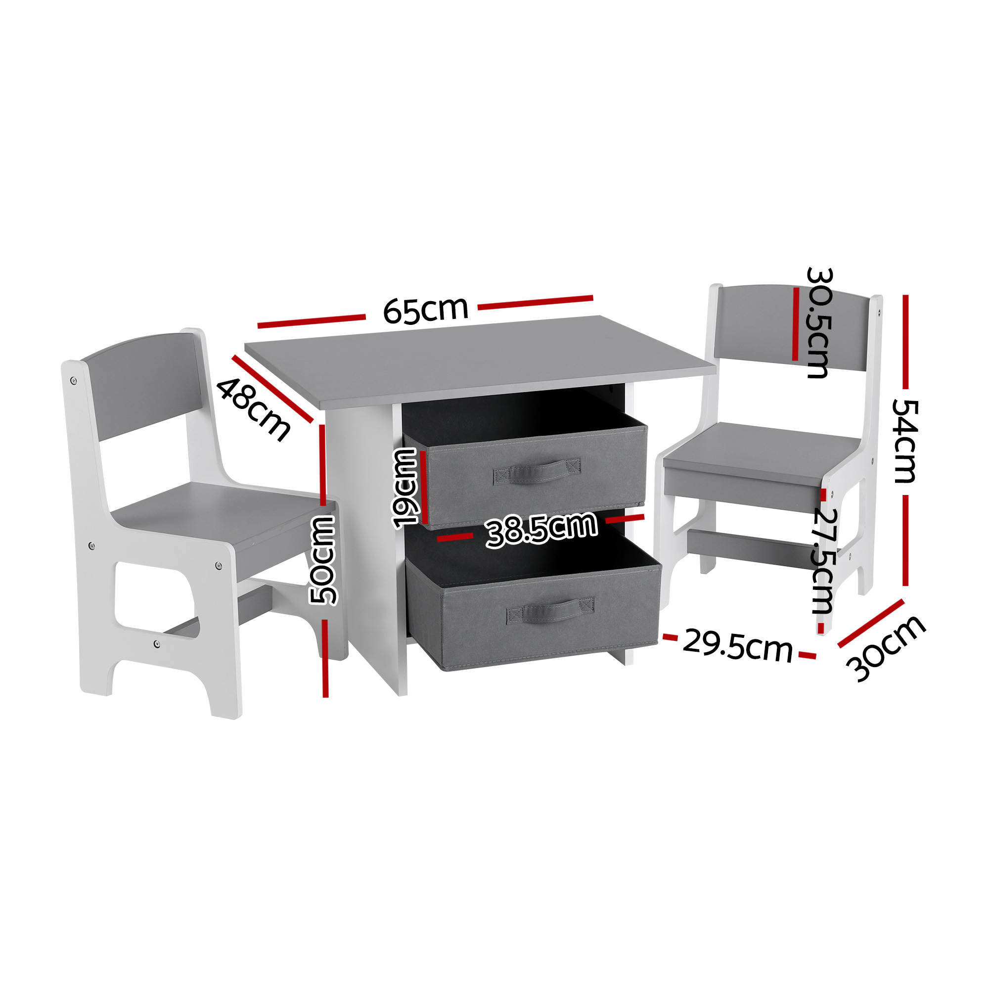 Keezi Wooden Activity Table and 2 Chairs Set with Storage view 2