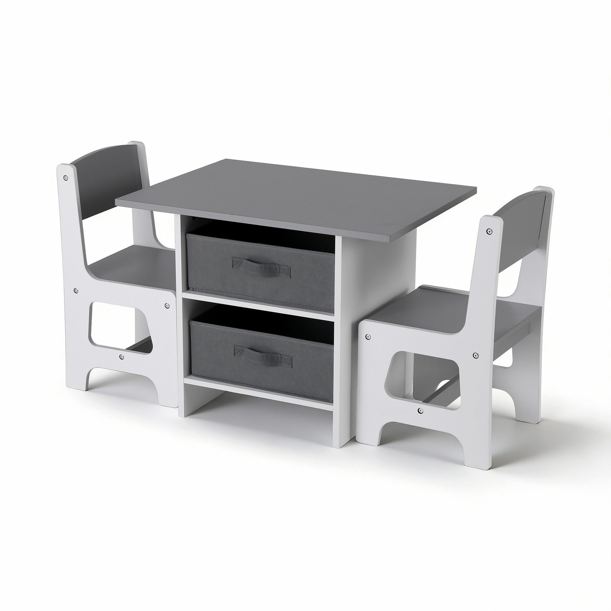 Keezi Wooden Activity Table and 2 Chairs Set with Storage view 3