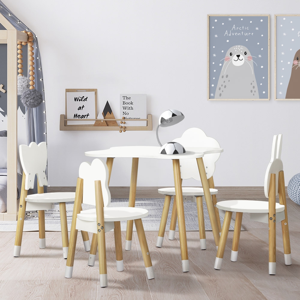 Keezi 5-Piece Kids Table and Chairs Set with Fun Chairs