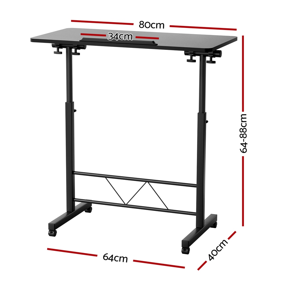 Artiss Laptop Desk Table Height Adjustable Wooden 80cm Black view 2