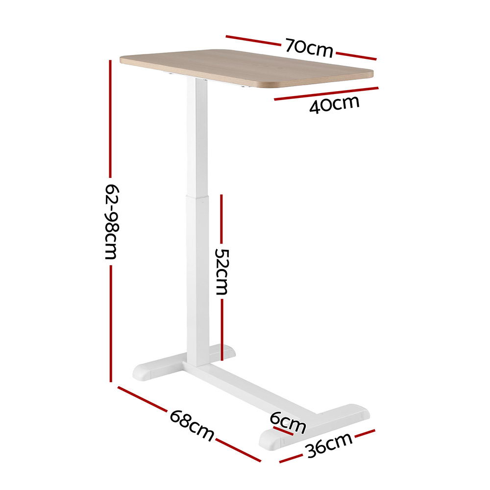 Artiss Laptop Desk Mobile Workstation Height Adjustable Oak 70cm view 2