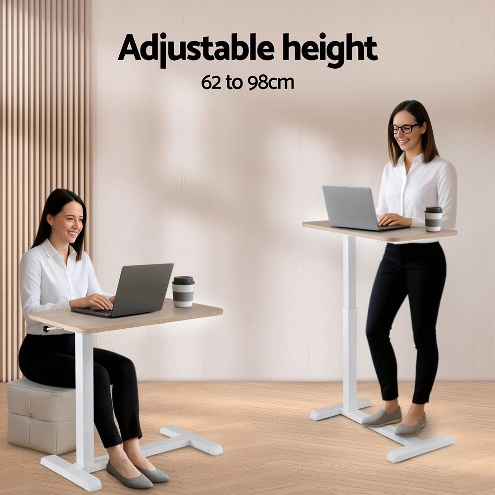Artiss Laptop Desk Mobile Workstation Height Adjustable Oak 70cm view 5