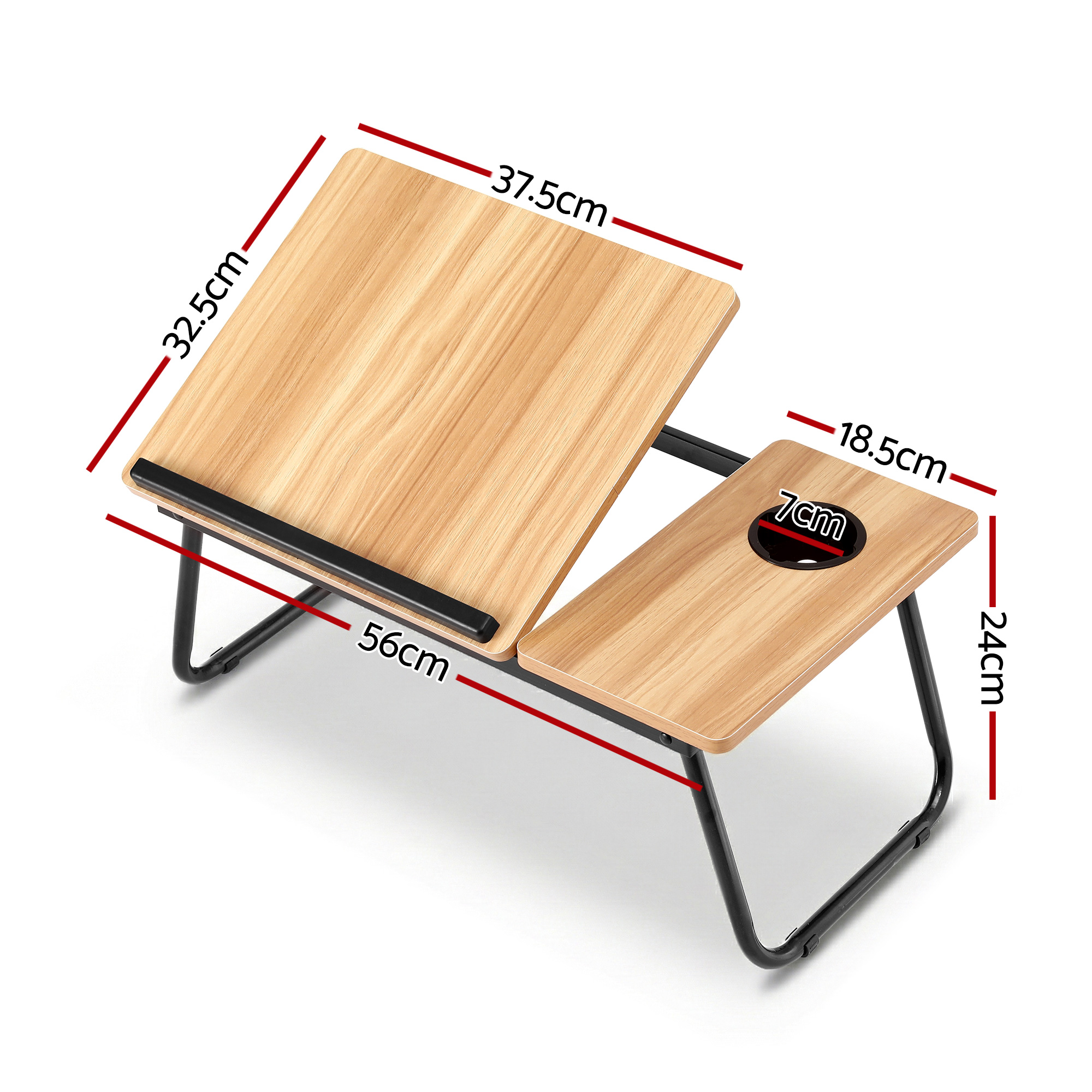 Artiss Laptop Desk Bed Table Foldable Portable Oak view 2