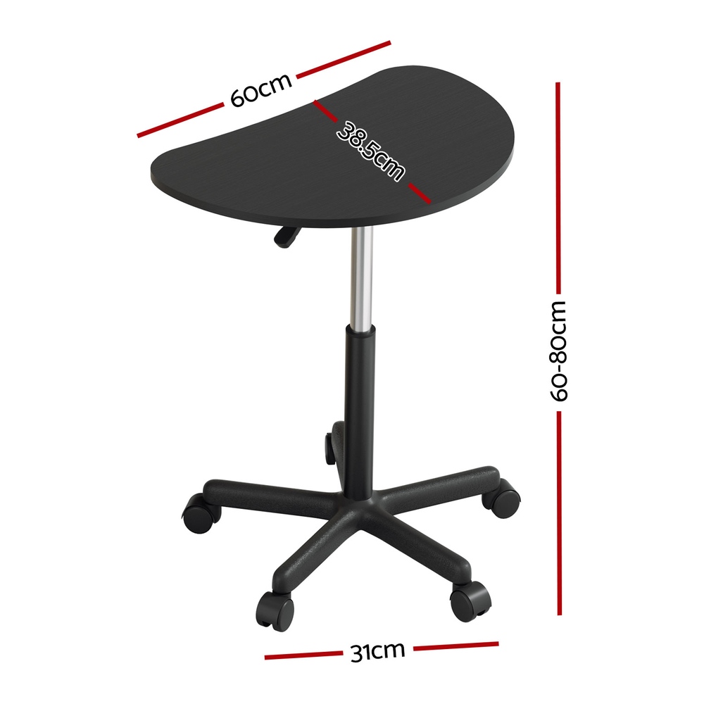 Artiss Laptop Desk Portable with Caster Wheels 60cm Black view 2