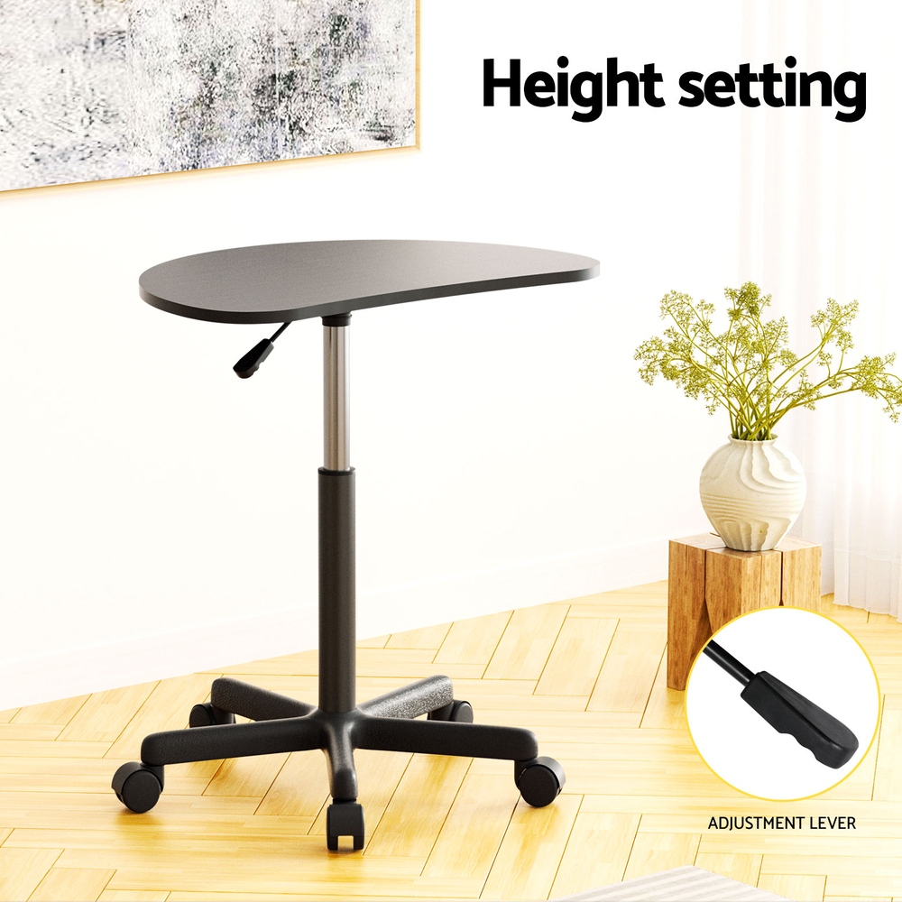 Artiss Laptop Desk Portable with Caster Wheels 60cm Black view 4