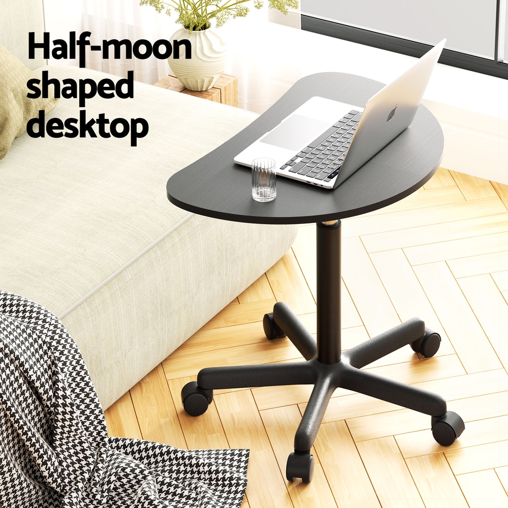 Artiss Laptop Desk Portable with Caster Wheels 60cm Black view 5