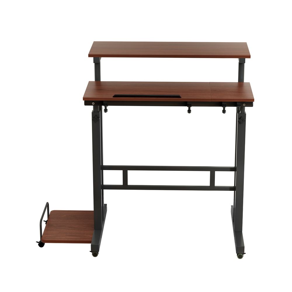 Artiss Twin Laptop Desk Table Adjustable Dark Wood 80cm view 3